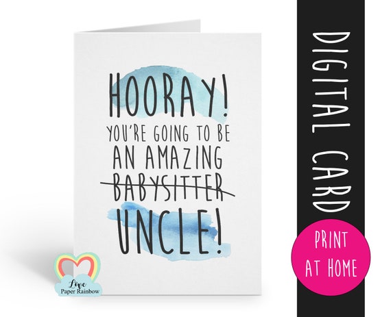 PRINTABLE uncle card pregnancy announcement card printable you're going to be an uncle digital download funny pregnancy reveal babysitter