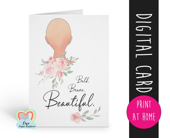 chemotherapy card printable | bald brave and beautiful | alopecia | cancer awareness | cancer printable | cancer support | leukemia