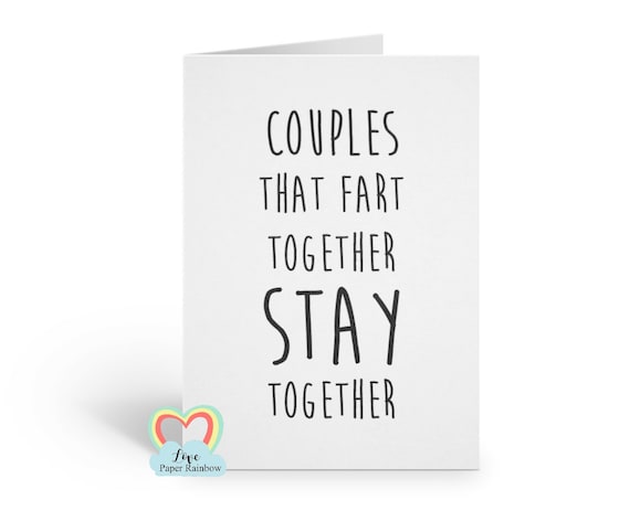 funny anniversary card, fart anniversary, romantic card, couples that fart together stay together, funny boyfriend card, girlfriend card