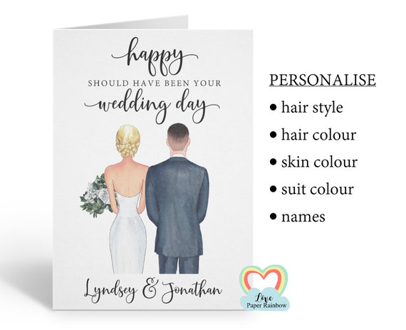 Happy should have been your wedding day card, Postponed wedding day card, personalised, should have been married