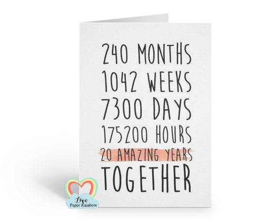 20th anniversary card, 20th wedding anniversary card, 20 amazing years, 20 years together, valentines card, gay anniversary card