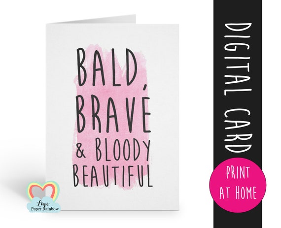 chemotherapy card printable | bald brave and beautiful | instant download | cancer awareness | cancer printable | cancer support | bald card