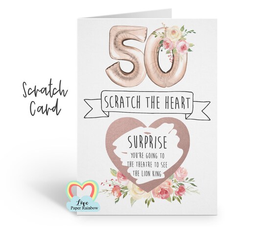 50th birthday scratch card | personalised 50th birthday card | scratch and reveal 50th birthday | 50th birthday gift | surprise trip 50th