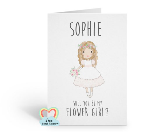 flower girl card, will you be my flower girl, flower girl proposal, personalised flower girl card, custom flower girl card