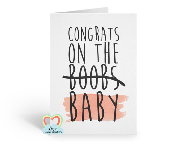 funny pregnancy card, funny new mum card, new baby card, congrats on the baby, boobs pregnancy card, expecting card, congrats on the boobs