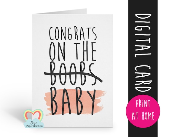 funny pregnancy card, funny new mum card, new baby card, congrats on the baby, boobs pregnancy card, expecting card, congrats on the boobs