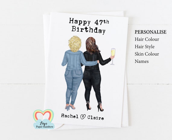 personalised best friend birthday card curvy woman birthday card fat friends birthday card love paper rainbow