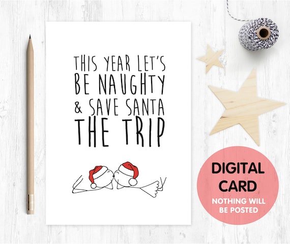 PRINTABLE funny christmas card, let's be naughty this christmas, naughty christmas card, boyfriend christmas card, girlfriend christmas card