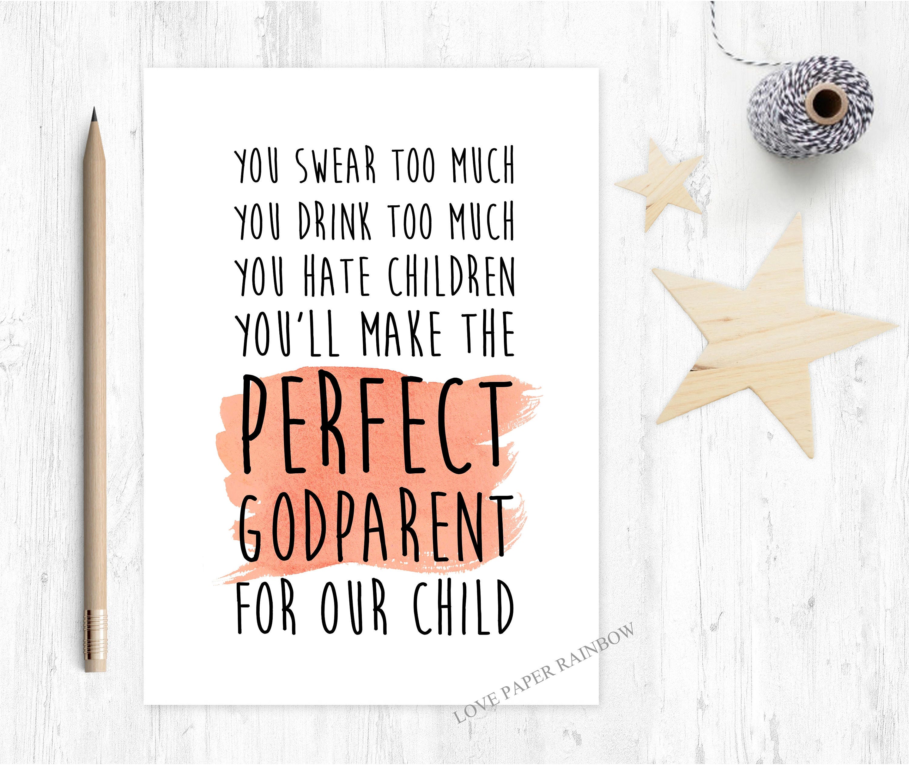 funny will you be my godparents card funny will you be my Etsy