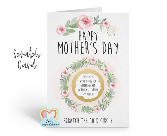 mother's day surprise card, mother's day card, mother's day scratch card, happy mother's day, mother's day gift, personalised gift voucher