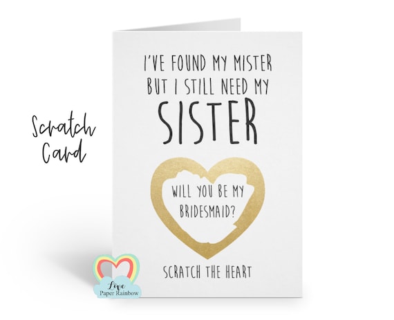 will you be my bridesmaid scratch card, will you be my maid of honour scratch off card, i've found my mister, funny bridesmaid card