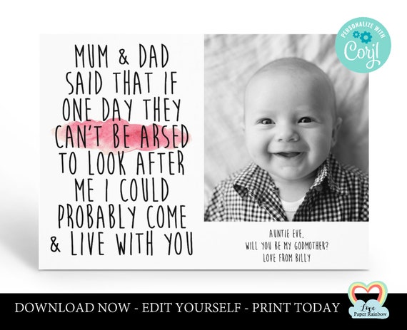 personalized godmother card printable | will you be my godfather | godparents proposal | godmother photo card | funny godparents proposal