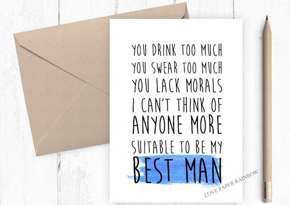 funny best man card, will you be my best man, groomsman card, will you be my groomsman, will you be my usher, funny groomsman card