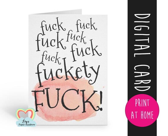 fuck | rude card | cancer card printable | cancer support | instant download | fuck card printable | bad luck | support card | funny card