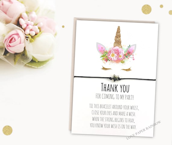 unicorn wish bracelet, thank you for coming to my party, unicorn birthday party, unicorn party bag filler, unicorn gift, unicorn favour