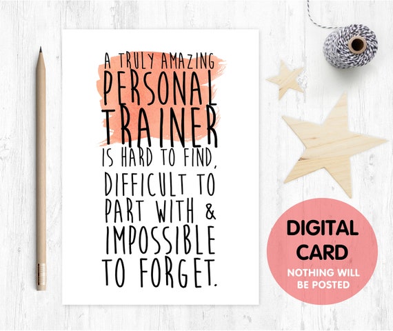 PRINTABLE personal trainer gift personal trainer retirement card thank you card a truly amazing personal trainer is hard to find