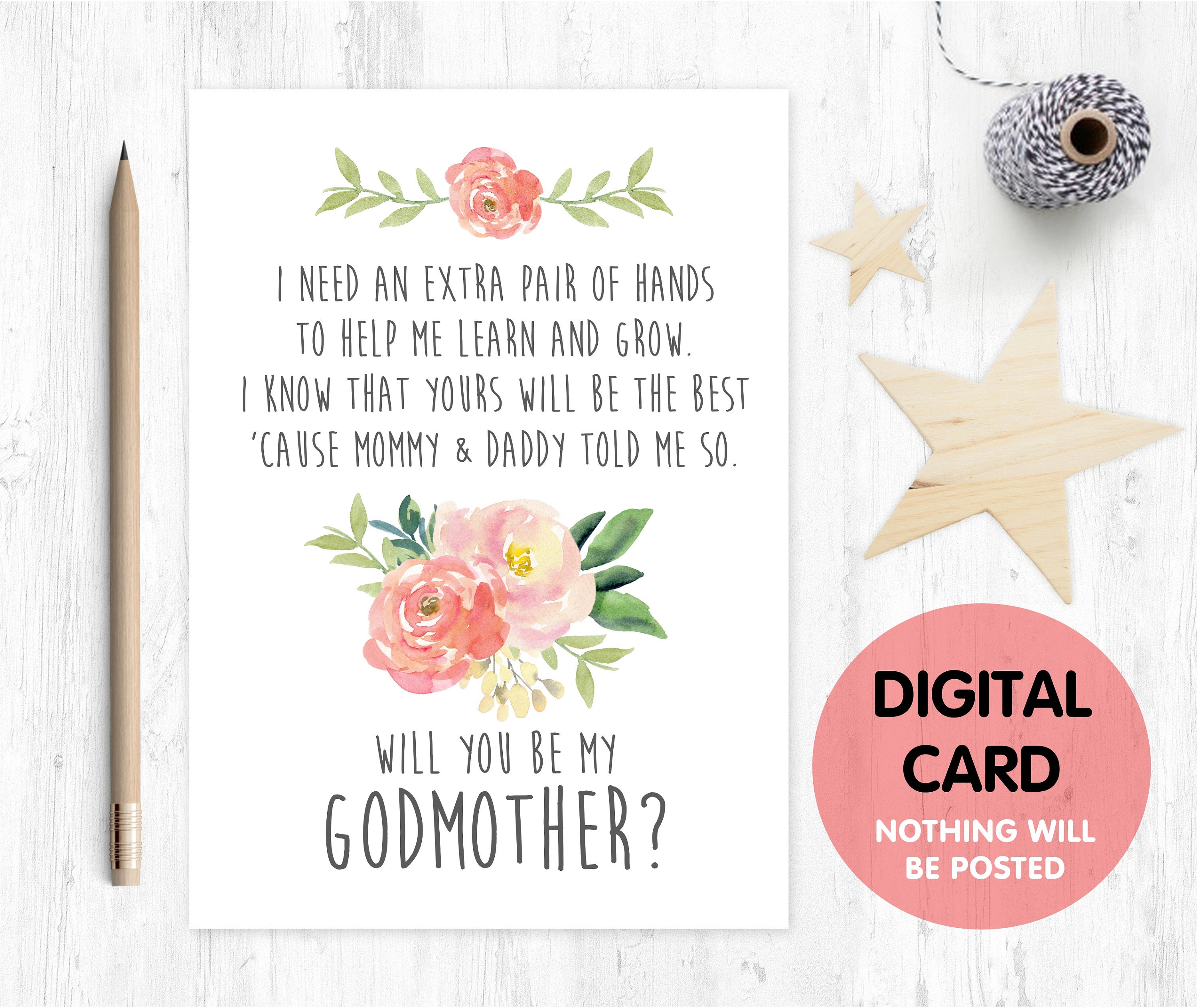 Download PRINTABLE will you be my godmother card godmother card | Etsy