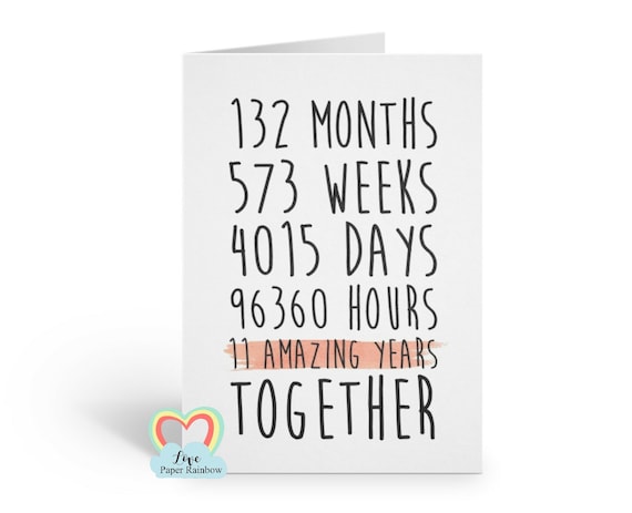 11th anniversary card, 11th wedding anniversary card, 11 years together, 11 amazing years, valentines card, gay anniversary card, romantic