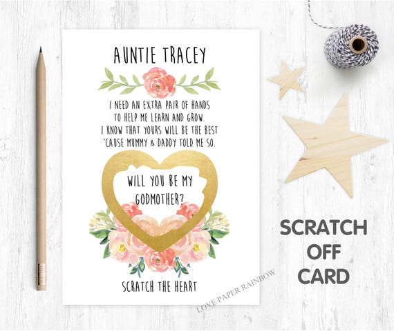 godmother scratch card, will you be my godmother, godmother proposal, scratch and reveal godmother card, godmother poem, godfather poem