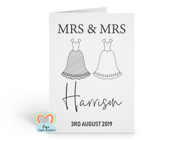 Mrs & Mrs wedding card | gay wedding card | personalised wedding card | wedding suits | lesbian anniversary card | mrs and mrs anniversary