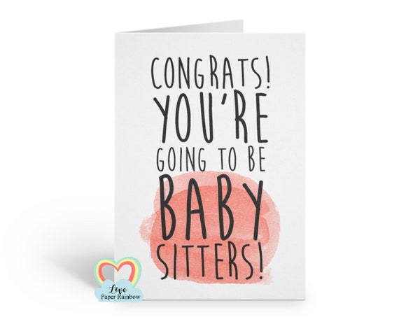 funny pregnancy announcement card you're going to be baby sitters you're going to be grandparents I'm pregnant grandma and grandad