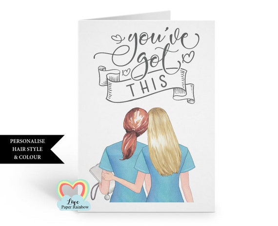 nurse card, personalised nurse card, thank you nurse card, you've got this, you've got this nurse, good luck nurse, love paper rainbow