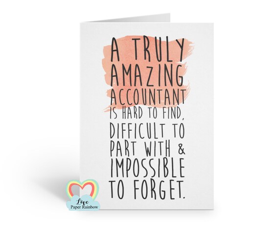 accountant retirement card, leaving card, a truly amazing manager is hard to find difficult to part with and impossible to forget