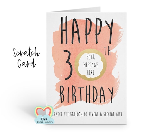 30th birthday scratch card | personalised 30th birthday card | scratch and reveal 30th birthday | 30th birthday gift | surprise trip 30th