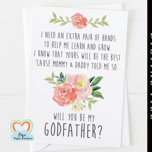 Printable Will You Be My Godfather Card Personalized God - Etsy