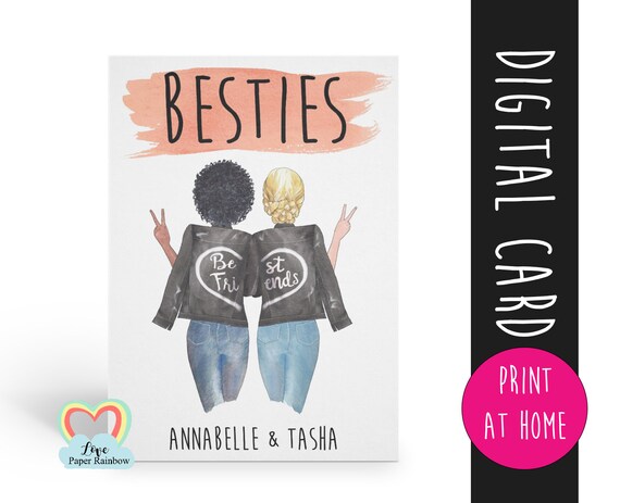 besties card printable best friend card download custom best friend portrait card editable besties diy card template electronic best friend