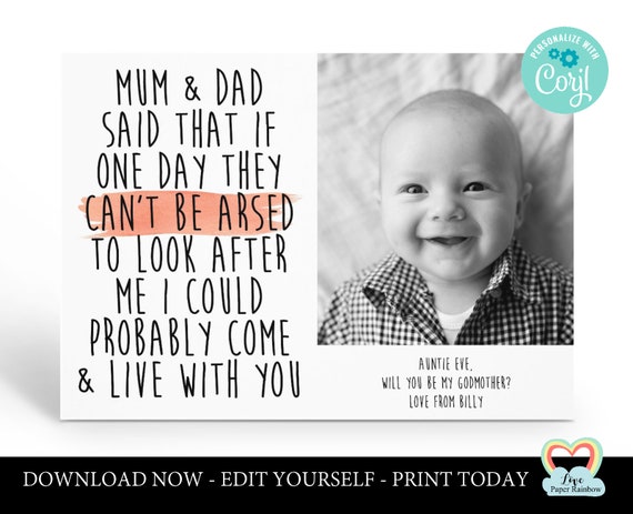 personalized godmother card printable | will you be my godfather | godparents proposal | godmother photo card | funny godparents proposal