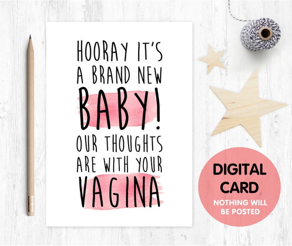 PRINTABLE funny new baby card rude new baby card inappropriate new baby card our thoughts are with your vagina love paper rainbow
