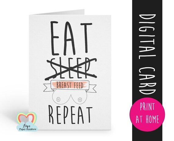 PRINTABLE breastfeeding card, diamond boobies, eat sleep breast feed repeat, amazing boobs, breastfeeding anniversary instant download