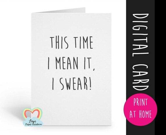 PRINTABLE funny bridesmaid card will you be my bridesmaid download this time I mean it I swear second marriage maid of honor proposal