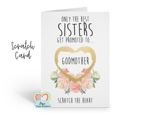 godmother card, godmother scratch card, will you be my godmother card, only the best sisters get promoted to godmother, sister godmother