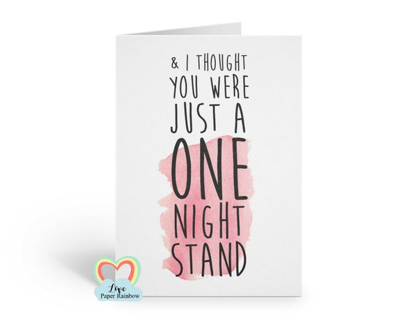 one night stand card, funny anniversary card, funny valentines day card, girlfriend card, boyfriend card, valentines card, 1 night stand