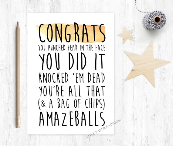 congratulations card funny congratulations card graduation card new job card motivational card love paper rainbow congrats you did it