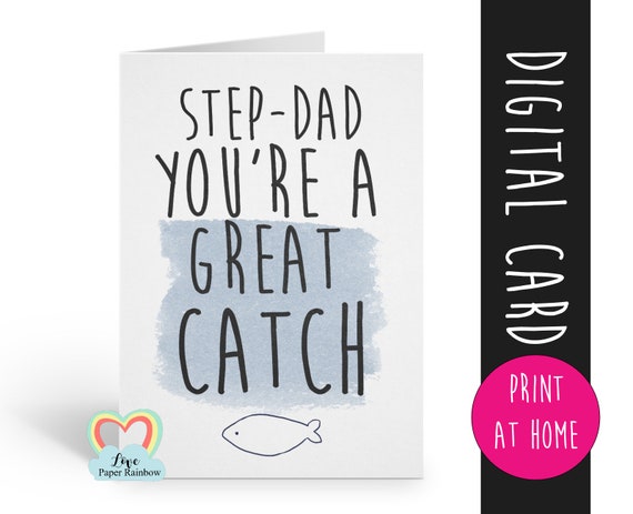 fishing father's day card printable | stepdad | step dad | you're a great catch | printable card | instant download | stepdad card printable