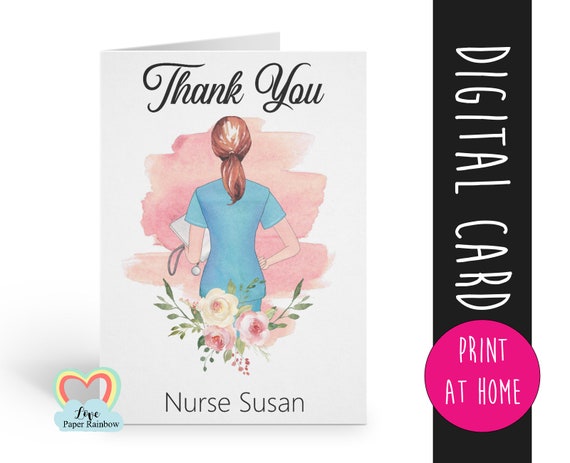 nurse card, nurse thank you card, personalised nurse card, custom nurse card, thank you nurse, nurse gift, personalised nurse gift