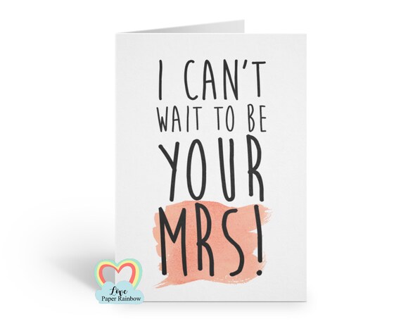 I can't wait to marry you, fiance card, wedding eve card, card for groom, Mrs card, fiance birthday card, fiance valentines card