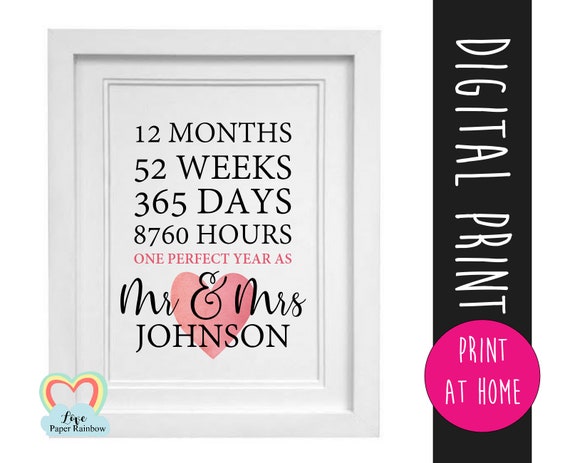 anniversary gift printable | 1st anniversary gift | wall art printable | wedding gift | mr and mrs print | mr and mrs printable | digital