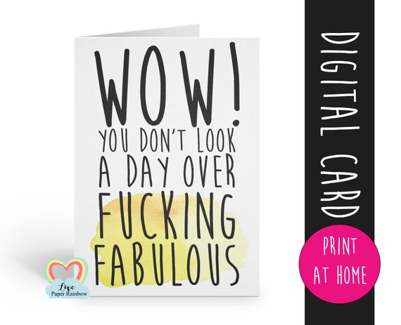 printable birthday card fucking fabulous birthday digital download fabulous birthday instant download funny birthday card download for her