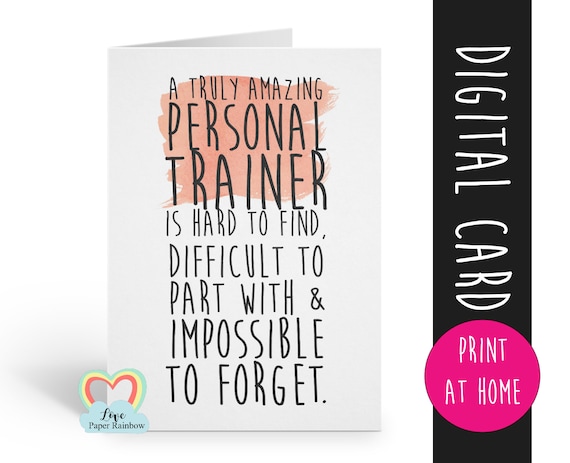 PRINTABLE personal trainer gift personal trainer retirement card thank you card a truly amazing personal trainer is hard to find