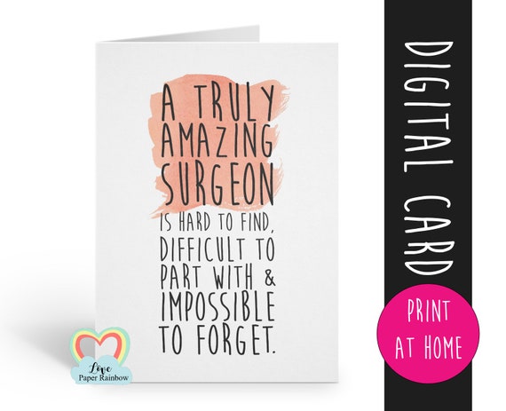 surgeon card printable surgeon Gift An amazing surgeon is hard to find surgeon retirement card surgeon appreciation digital download quote