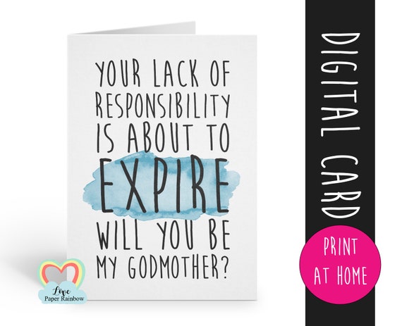 funny godmother card printable will you be my godmother instant download godmother card template print at home lack of responsibility