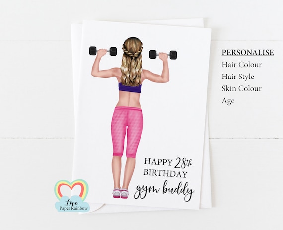 gym birthday card, gym buddy birthday card, personalised friend birthday card, fitness instructor, best friend birthday, personal trainer