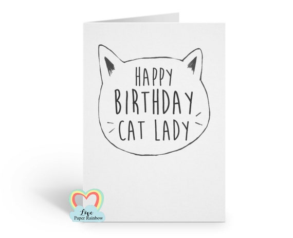cat birthday card funny cat lady birthday card happy birthday cat mom birthday card funny cat birthday card love paper rainbow