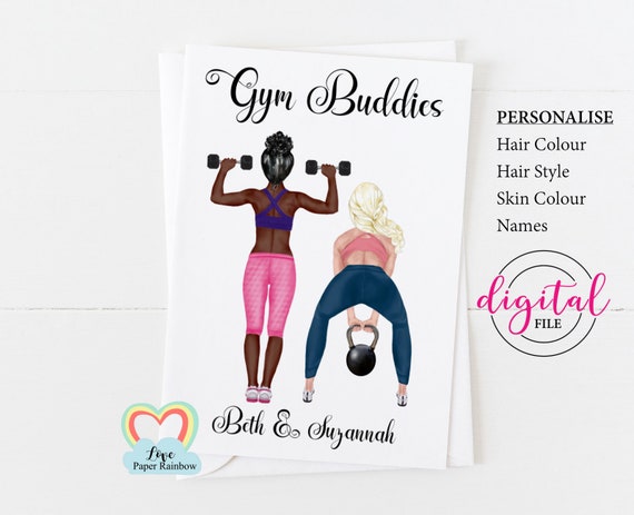 fitness trainer birthday card printable, personal trainer birthday card diy, gym buddy, gym buddy card digital, customizable birthday card
