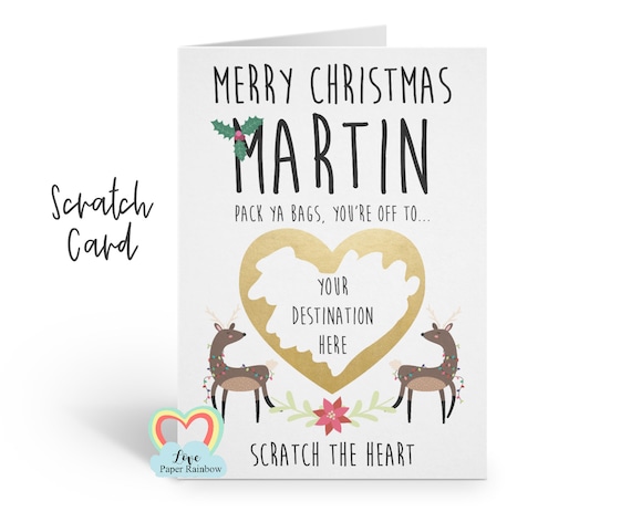 surprise trip christmas | surprise holiday scratch card | personalised christmas card | scratch off holiday surprise | christmas surprise