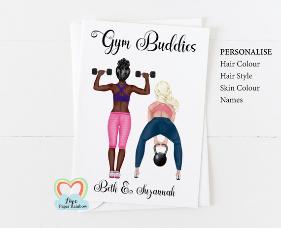 gym buddy birthday card, gym birthday card, gym instructor, best friend birthday card, personalised friend birthday card, fitness instructor